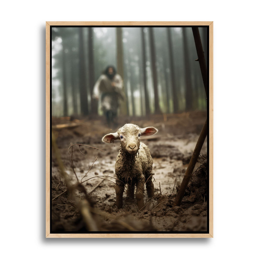 Jesus Running after a Lost Lamb - Canvas