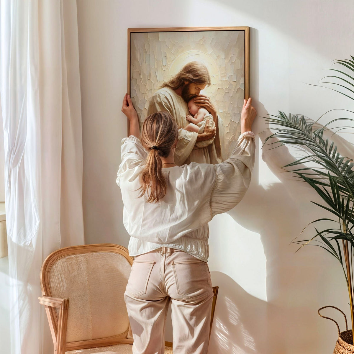 Jesus Holding a Baby - Canvas