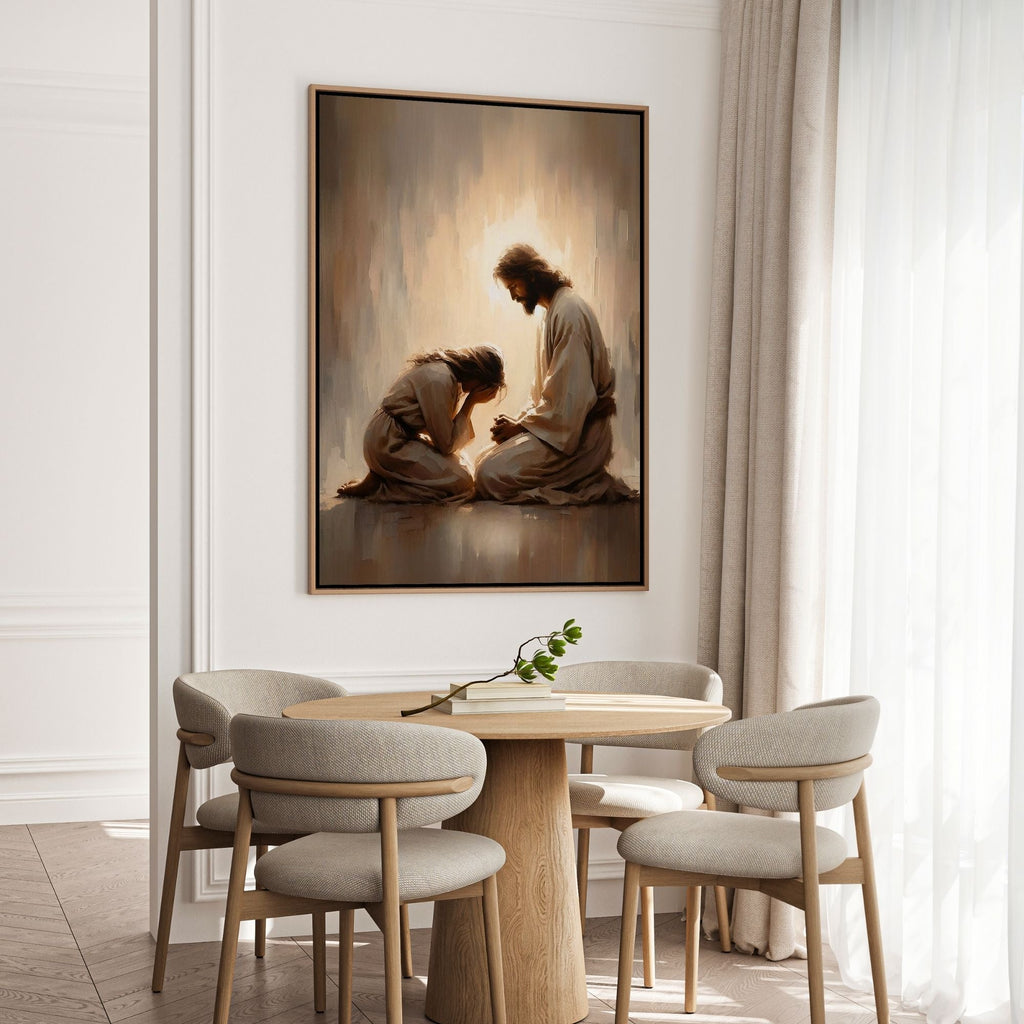 Girl Crying with Jesus - Canvas