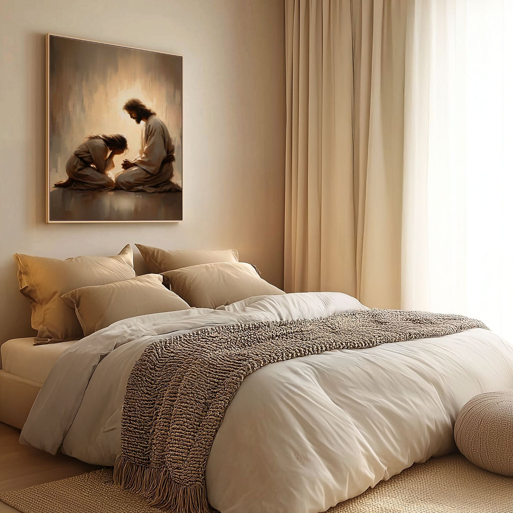 Girl Crying with Jesus - Canvas