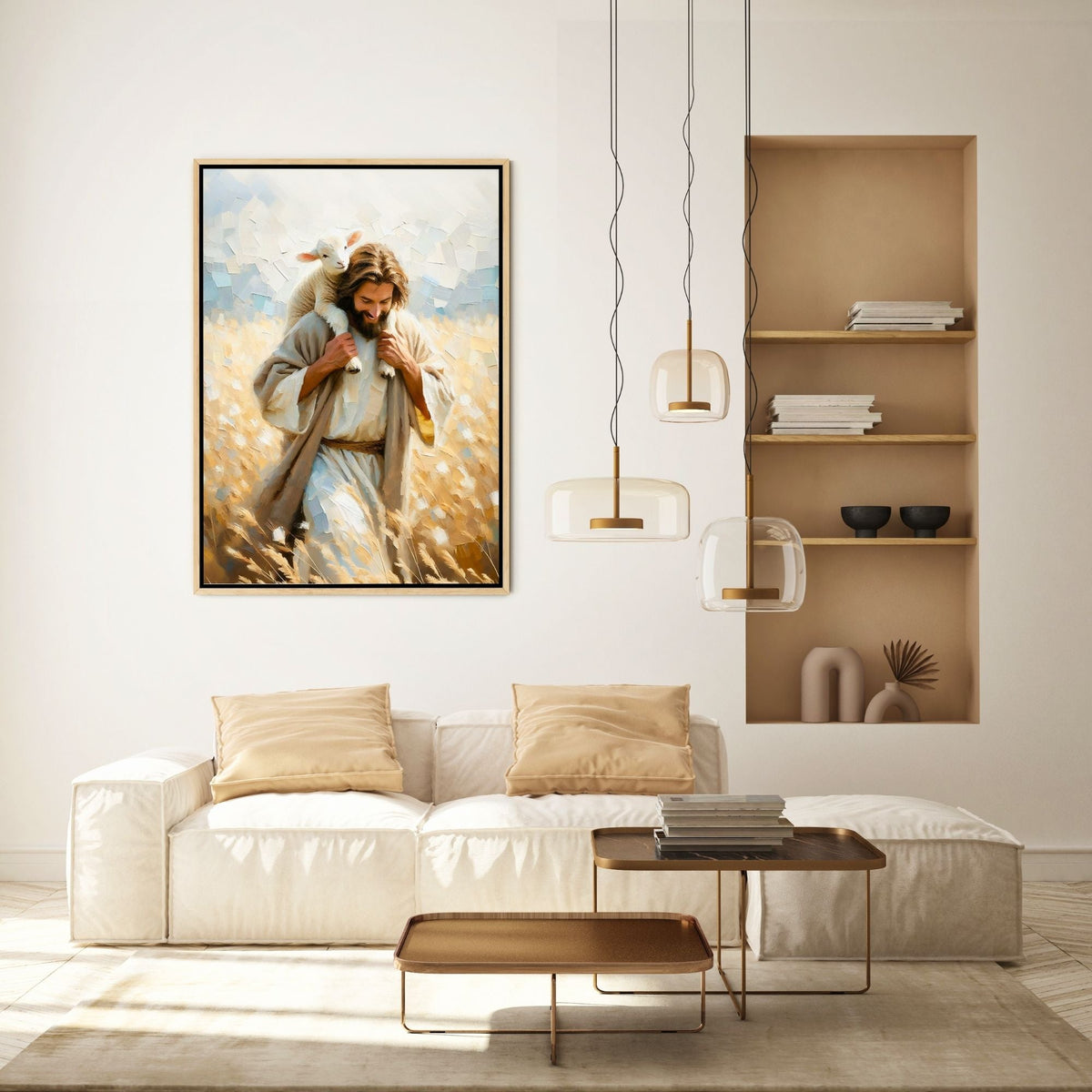 Jesus Carrying Little Lamb Home - Canvas