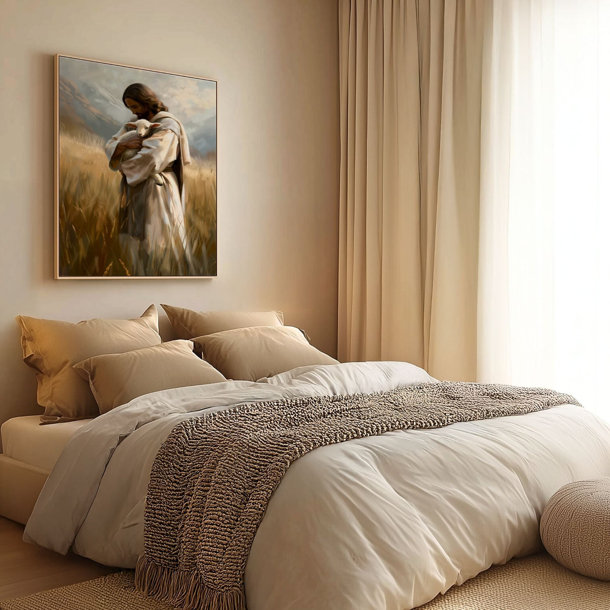 Jesus Holding a Little Lamb - Canvas