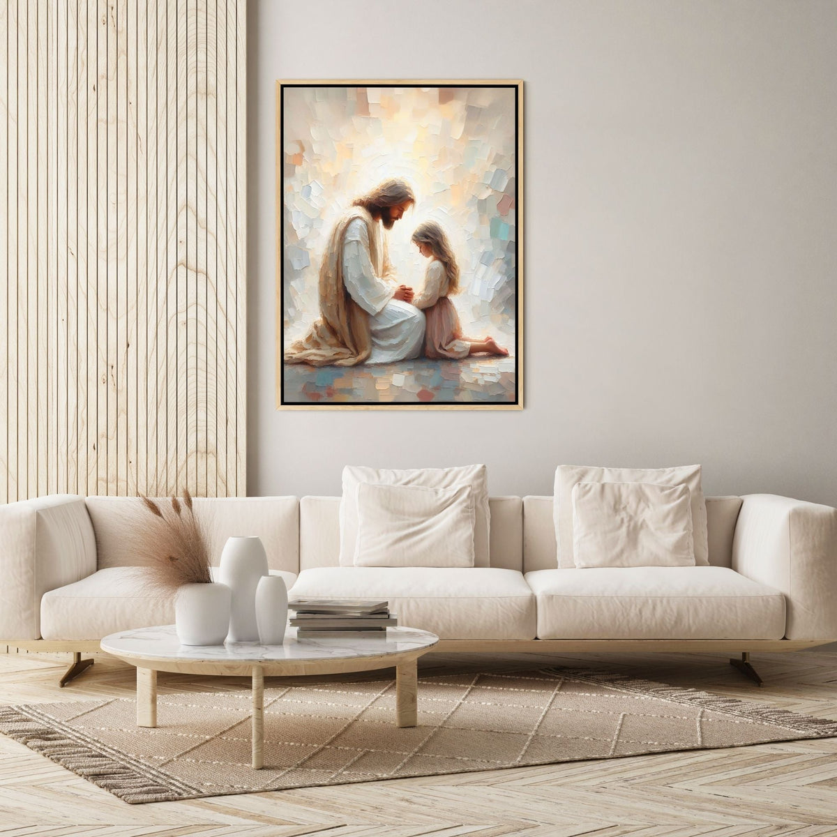 Jesus Praying With Little Girl - Canvas