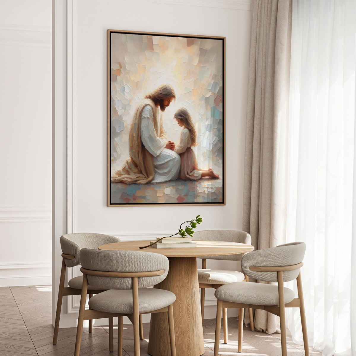 Jesus Praying With Little Girl - Canvas