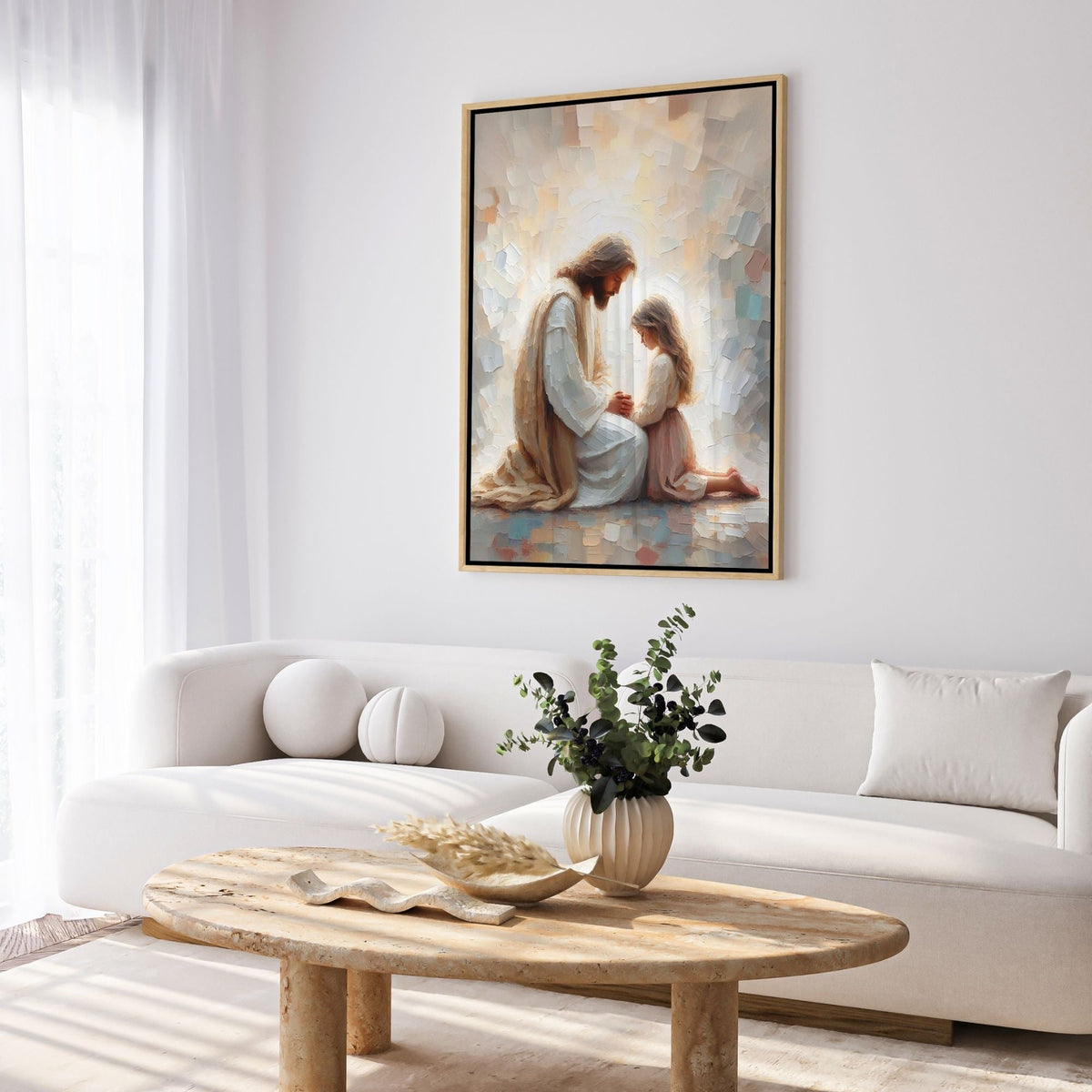 Jesus Praying With Little Girl - Canvas