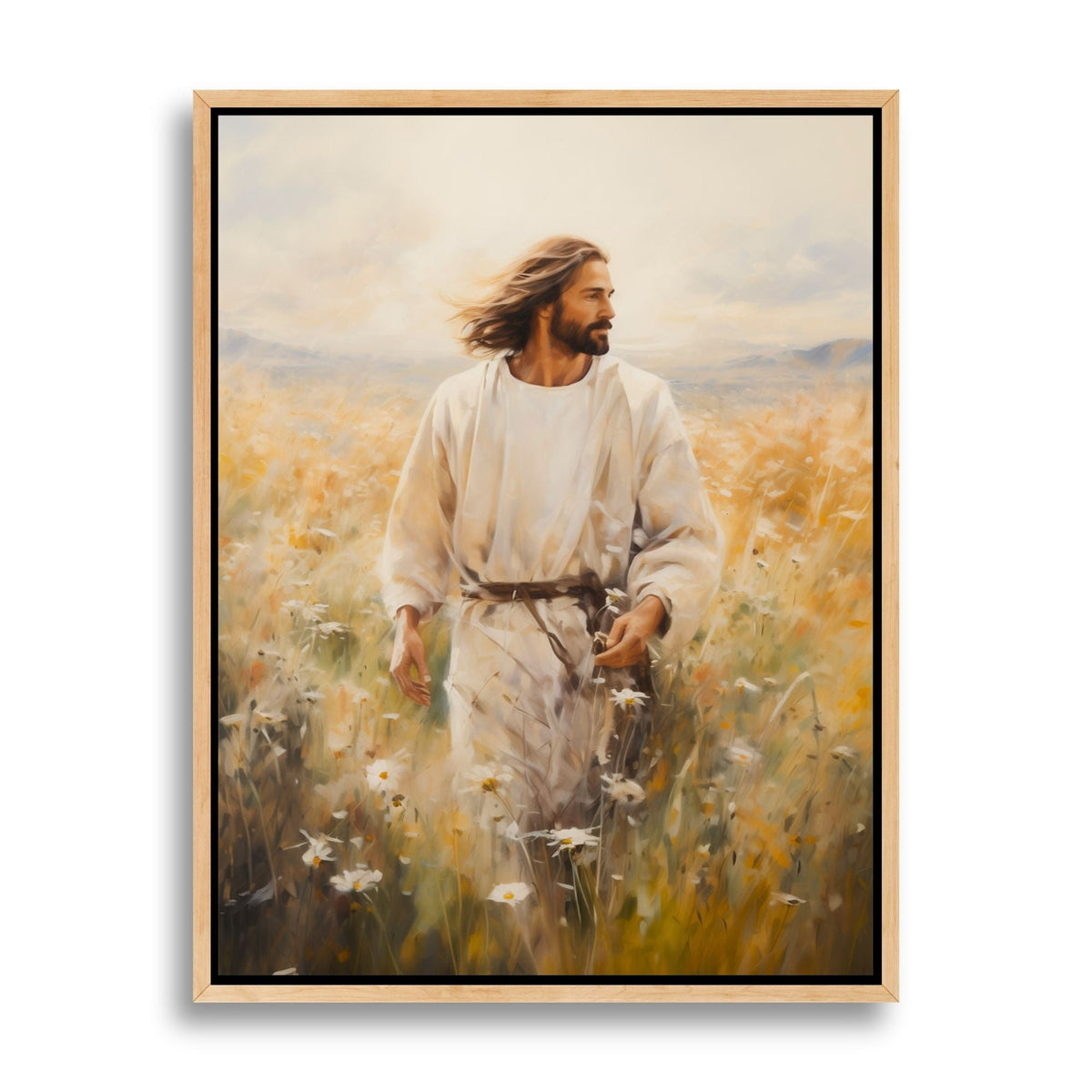Jesus Walking in a Field - Canvas