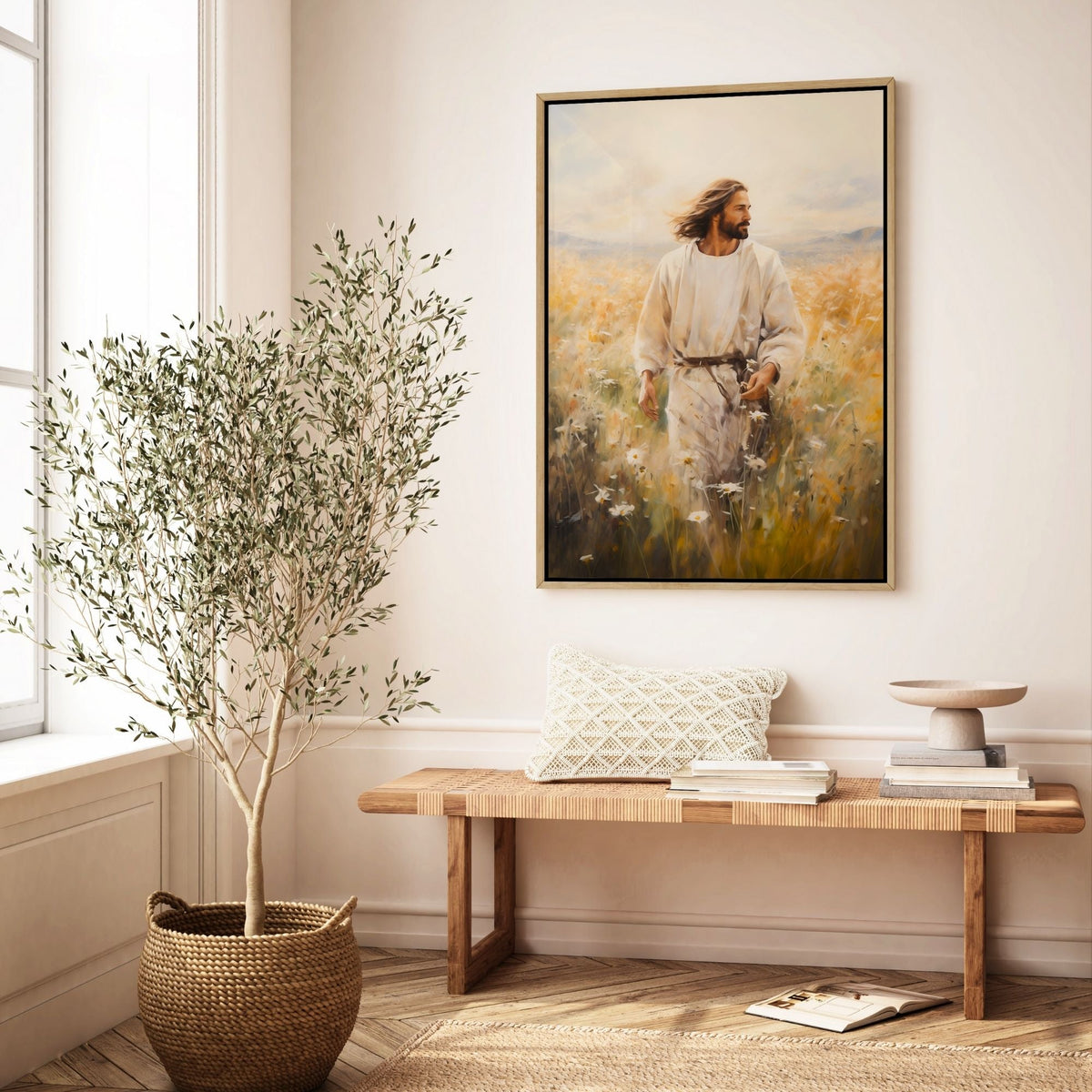 Jesus Walking in a Field - Canvas