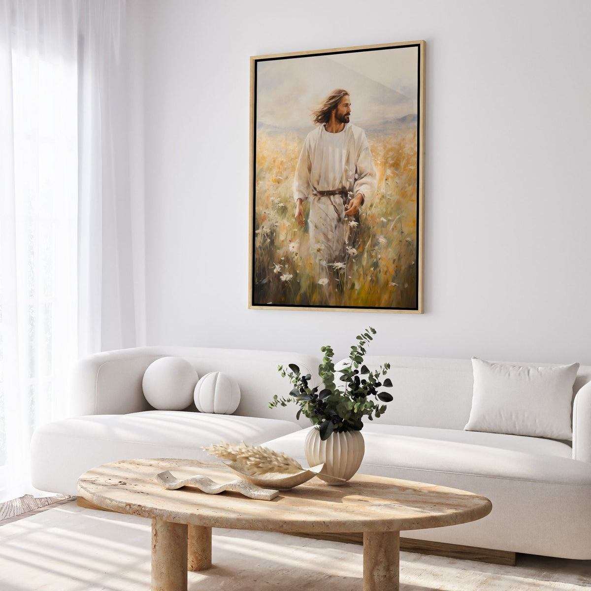 Jesus Walking in a Field - Canvas