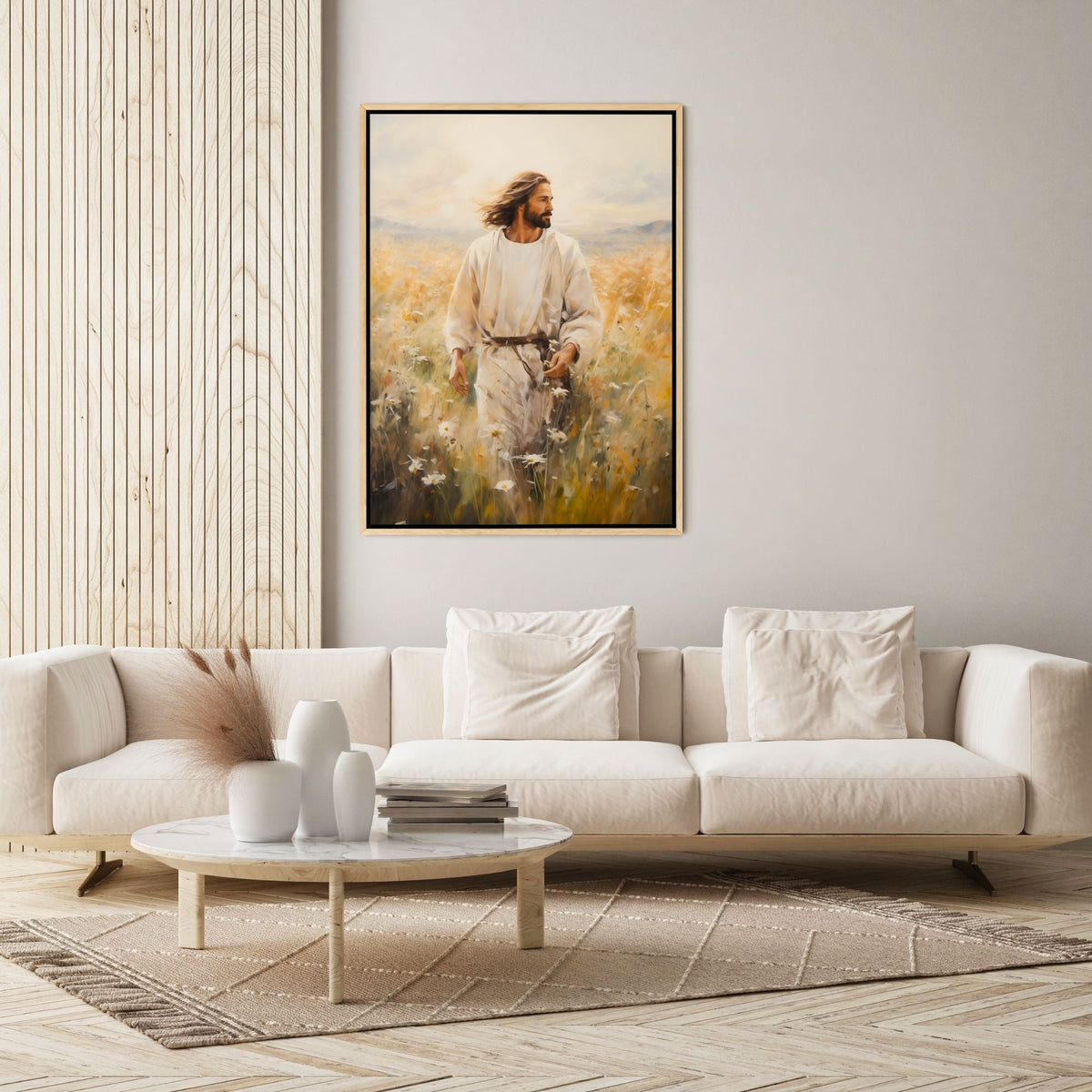 Jesus Walking in a Field - Canvas