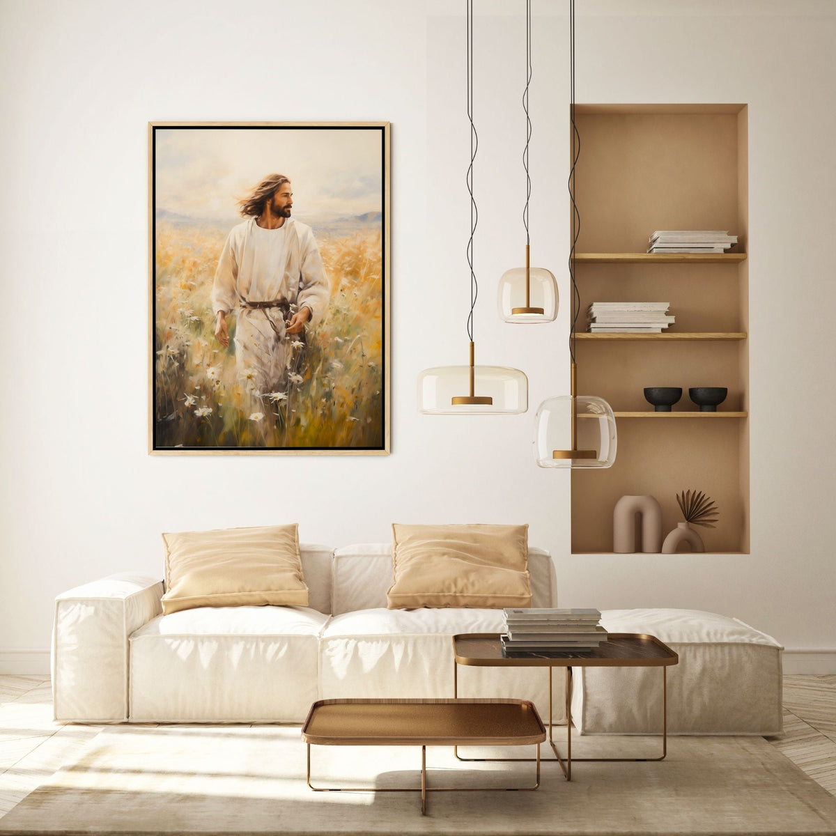 Jesus Walking in a Field - Canvas