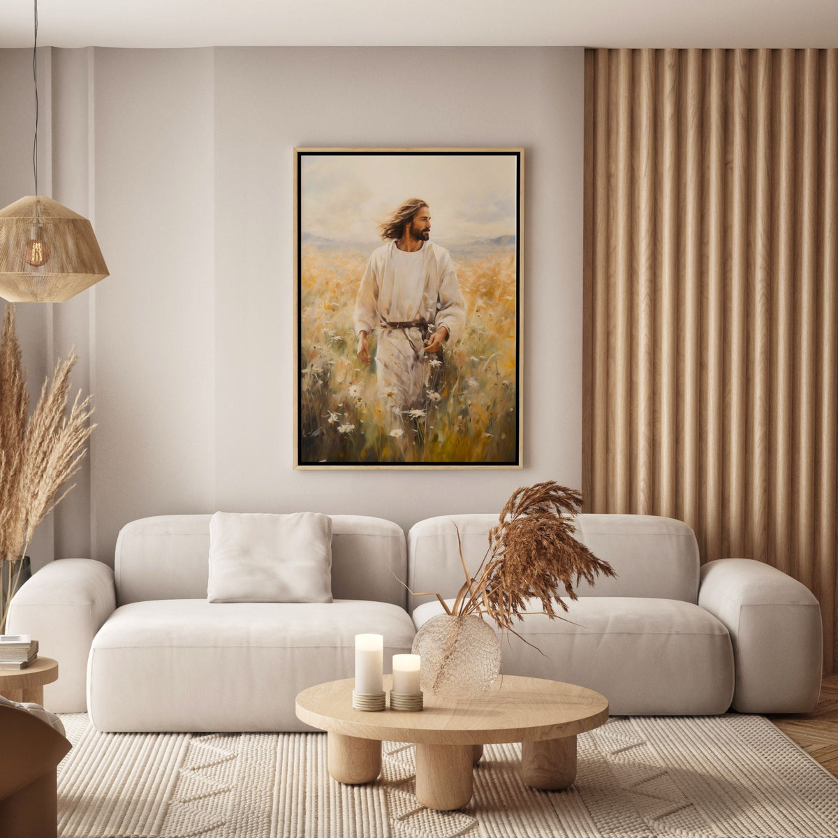 Jesus Walking in a Field - Canvas