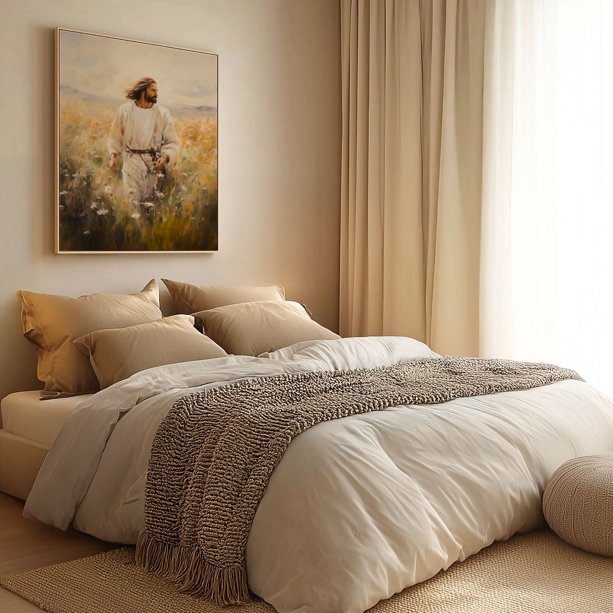 Jesus Walking in a Field - Canvas