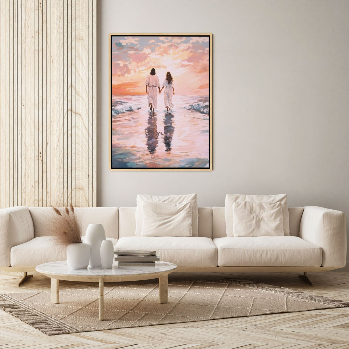 Jesus Walking on Water with Woman - Canvas