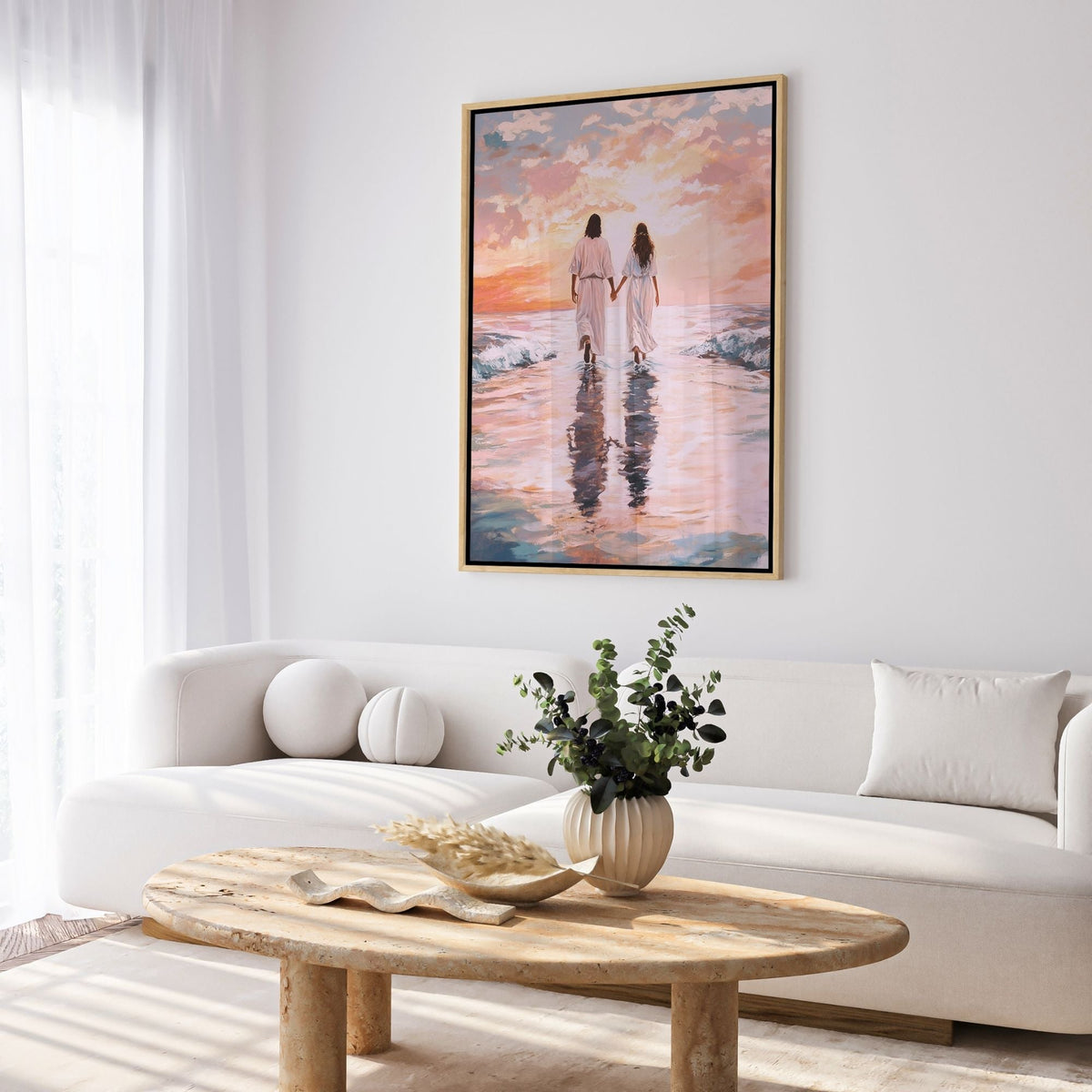 Jesus Walking on Water with Woman - Canvas