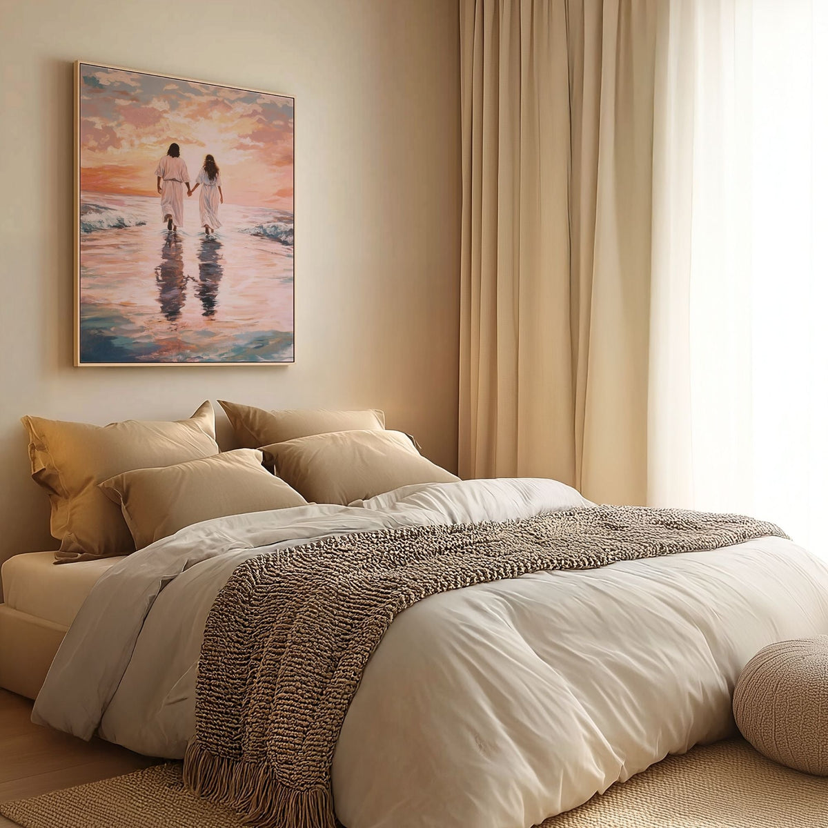 Jesus Walking on Water with Woman - Canvas