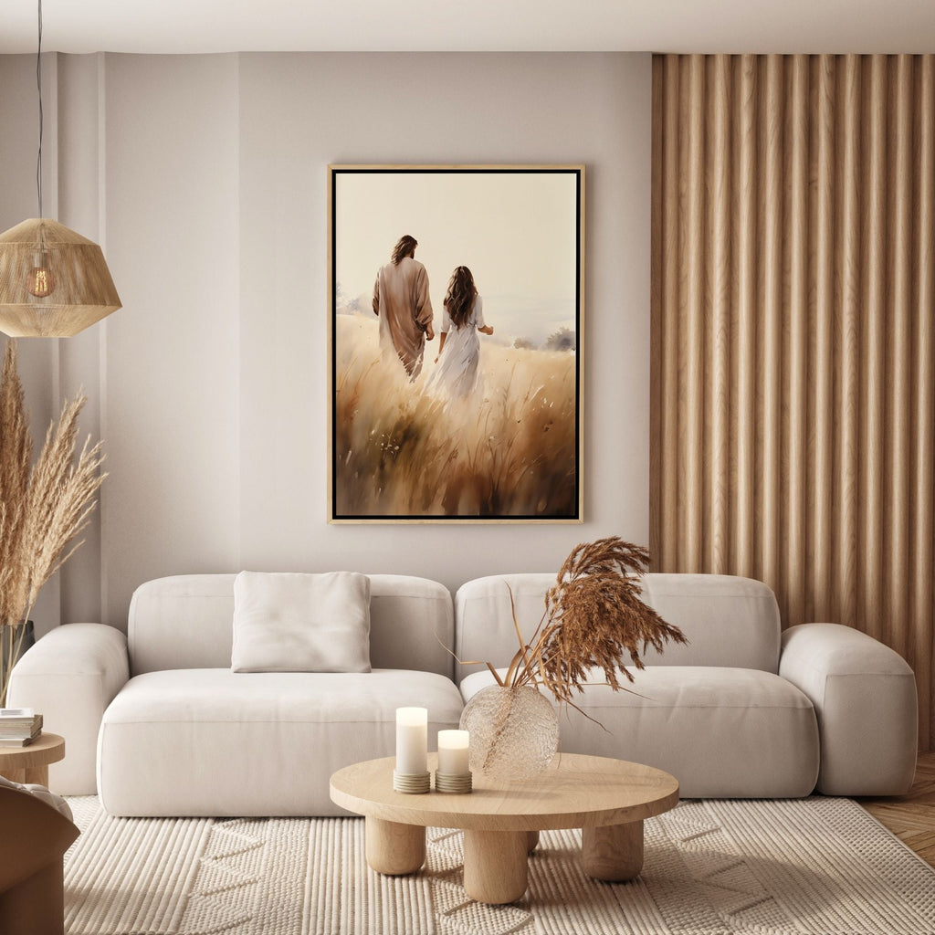 Jesus Walking With a Woman - Canvas