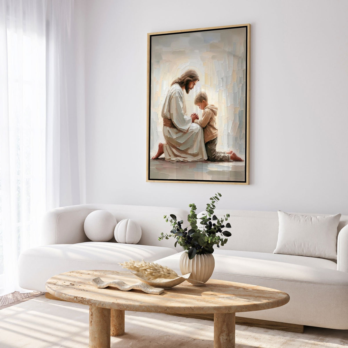 Jesus Praying With Little Boy - Canvas