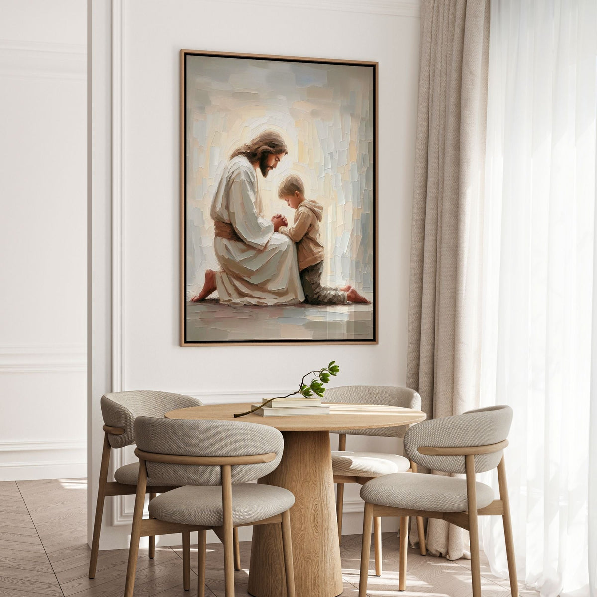 Jesus Praying With Little Boy - Canvas
