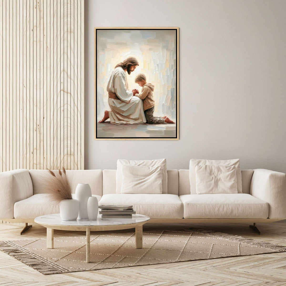 Jesus Praying With Little Boy - Canvas