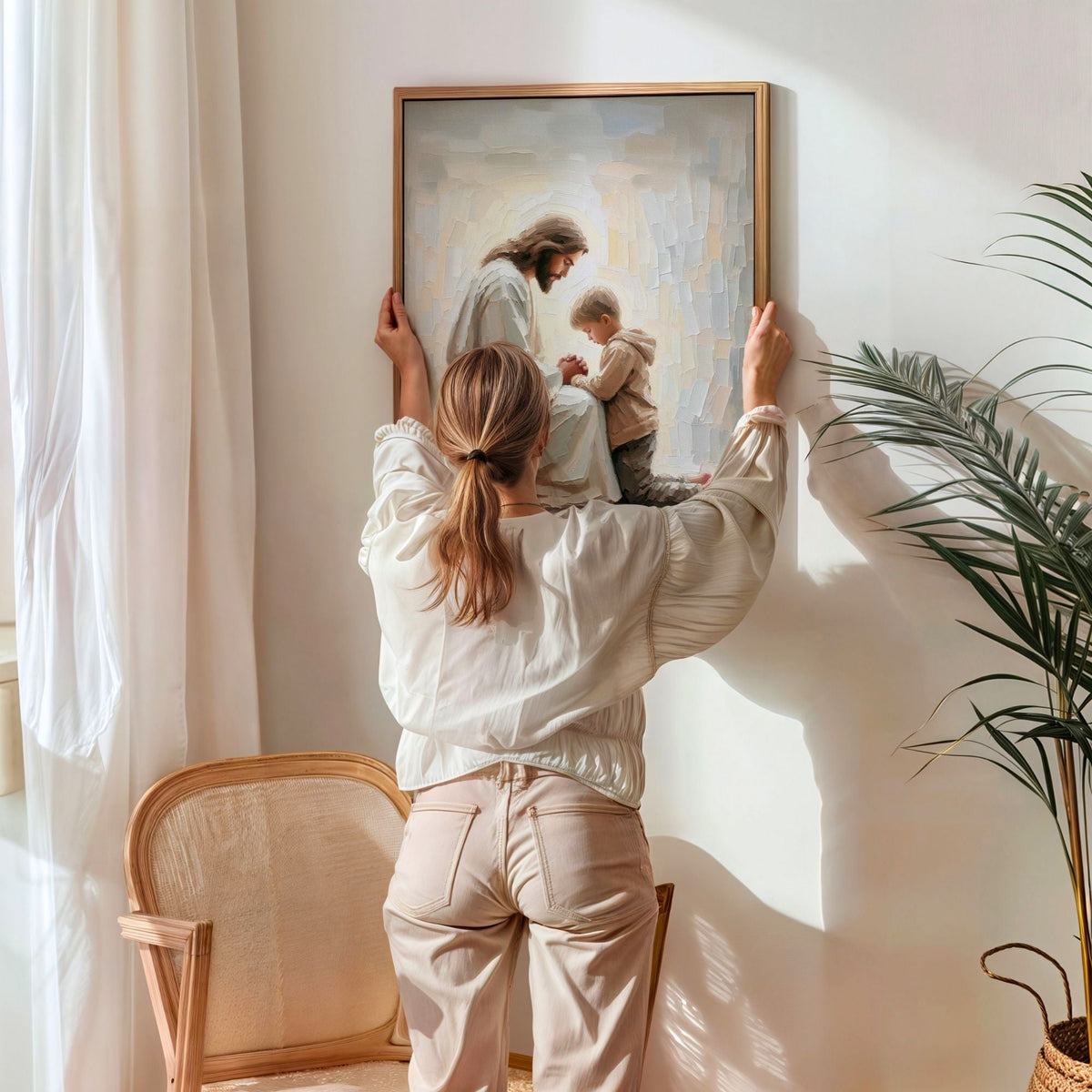 Jesus Praying With Little Boy - Canvas