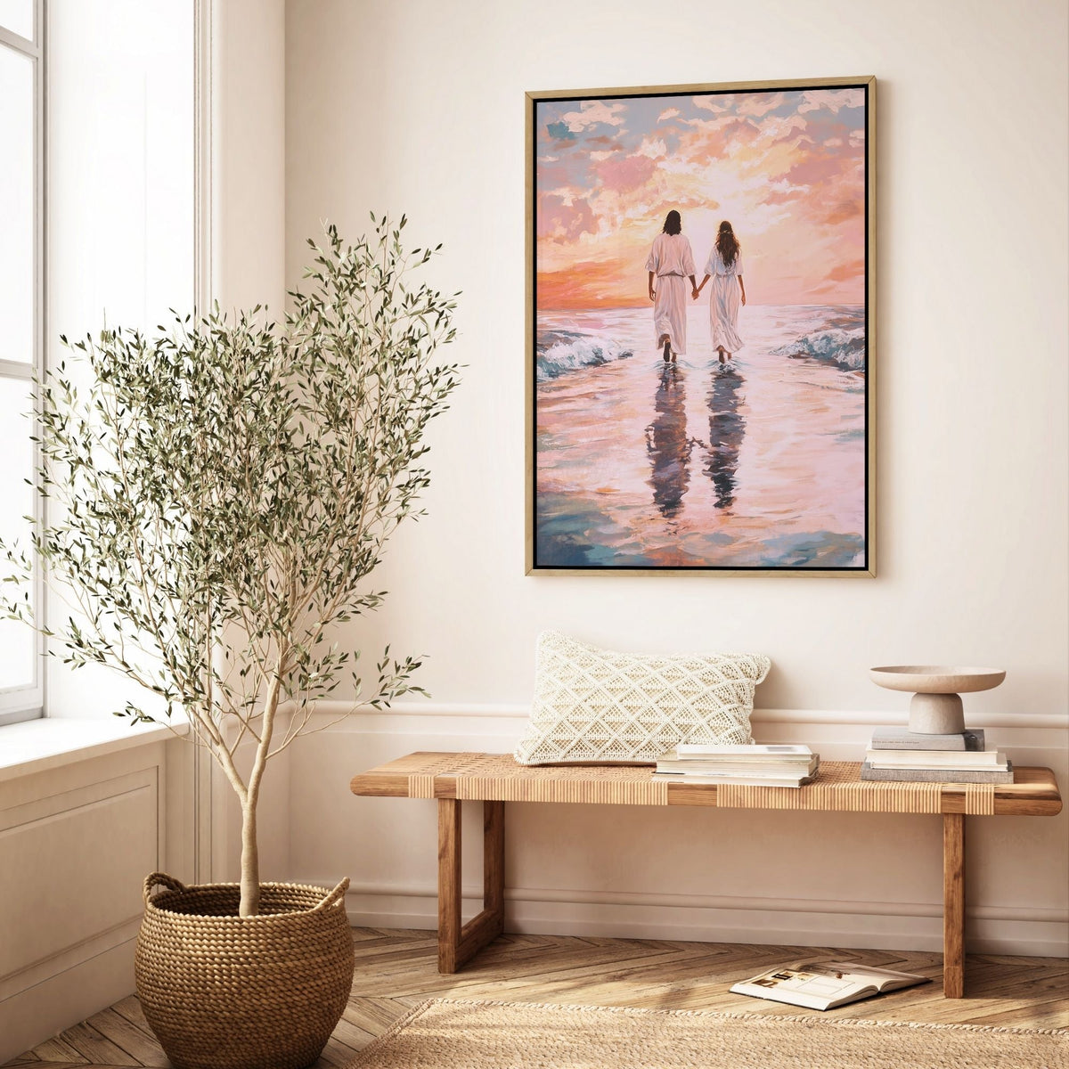 Jesus Walking on Water with Woman - Canvas