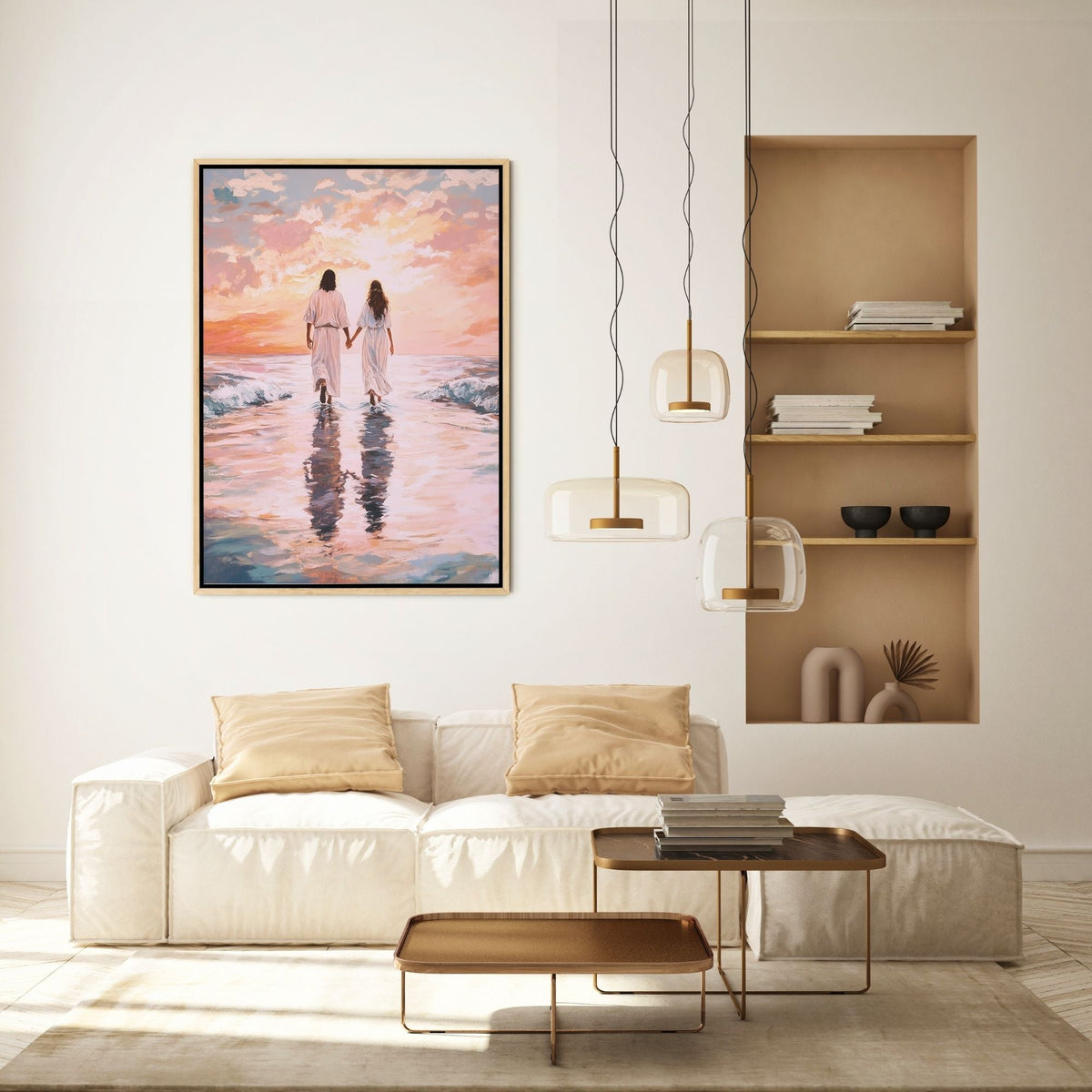 Jesus Walking on Water with Woman - Canvas