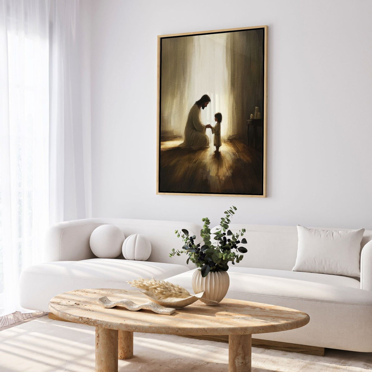 Jesus Praying With Child - Canvas