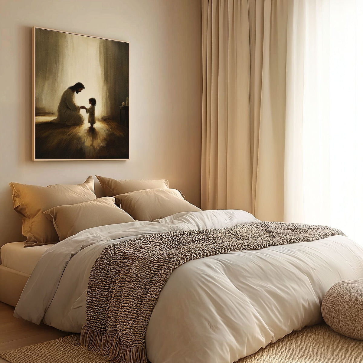 Jesus Praying With Child - Canvas