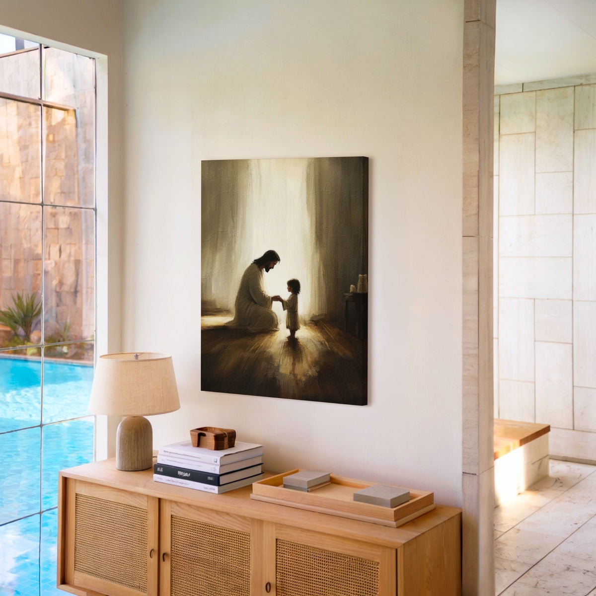 Jesus Praying With Child - Canvas