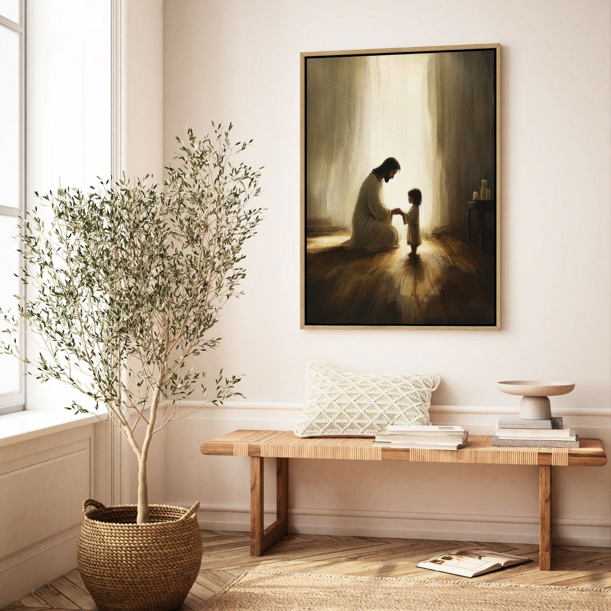 Jesus Praying With Child - Canvas