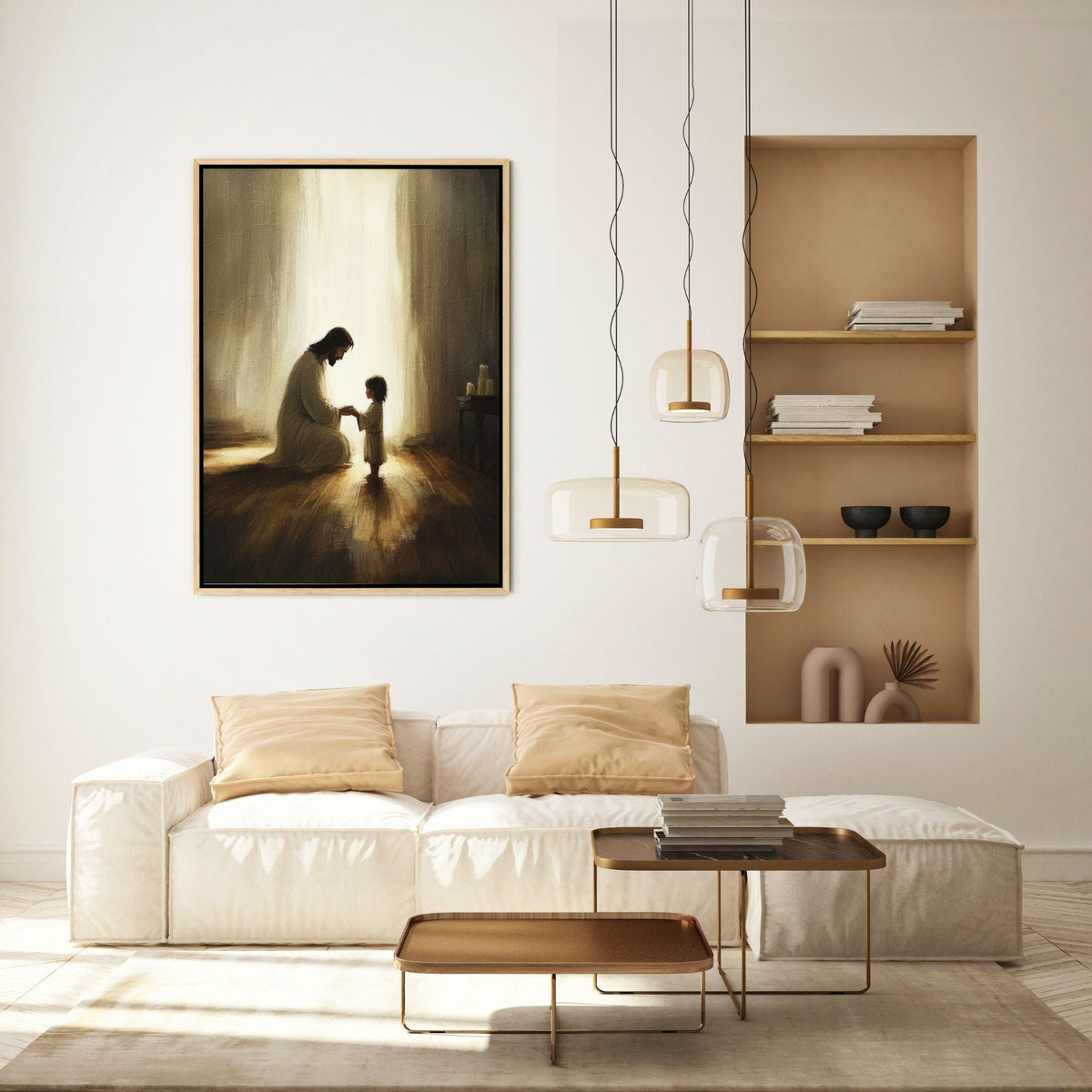 Jesus Praying With Child - Canvas